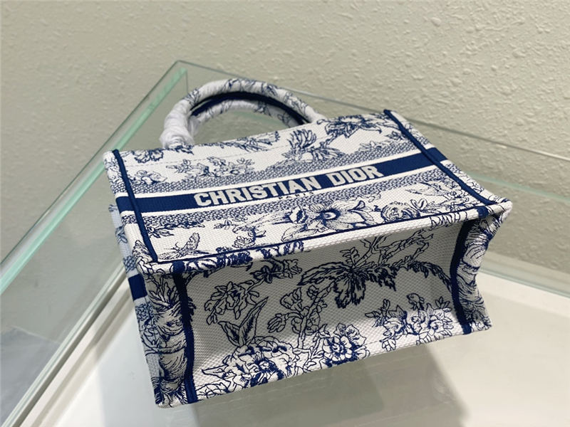 SMALL Dior BOOK TOTE Dior Jardin Botanique Embroidery Blue High