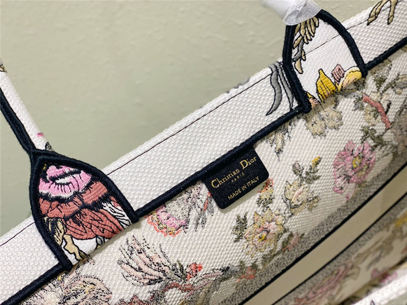 LARGE Dior BOOK TOTE Dior Jardin Botanique Embroidery White High