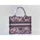 SMALL Dior BOOK TOTE Dior Jardin Botanique Embroidery Powder Pink High