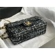 Chanel Mini Classic Flap Bag Tweed Black/Blue High