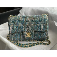 Chanel Mini Classic Flap Bag Tweed Green High