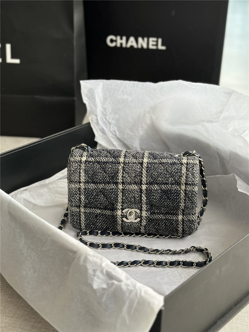 Chanel Mini Classic Flap Bag Tweed Black/Beige High