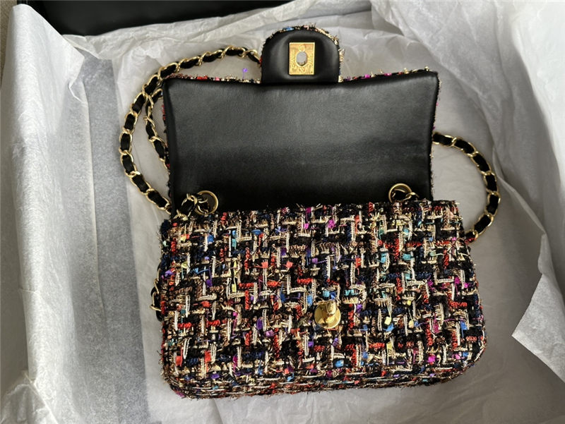 Chanel Mini Classic Flap Bag Tweed Colorful High