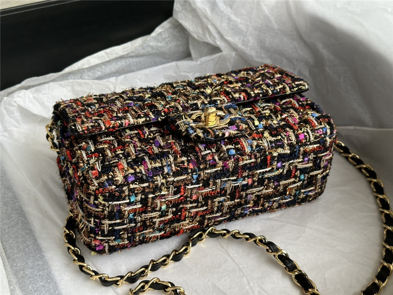 Chanel Mini Classic Flap Bag Tweed Colorful High