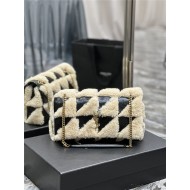 JAMIE MEDIUM CHAIN BAG "CARRÉ RIVE GAUCHE" IN SUEDE AND SHEARLING PATCHWORK High