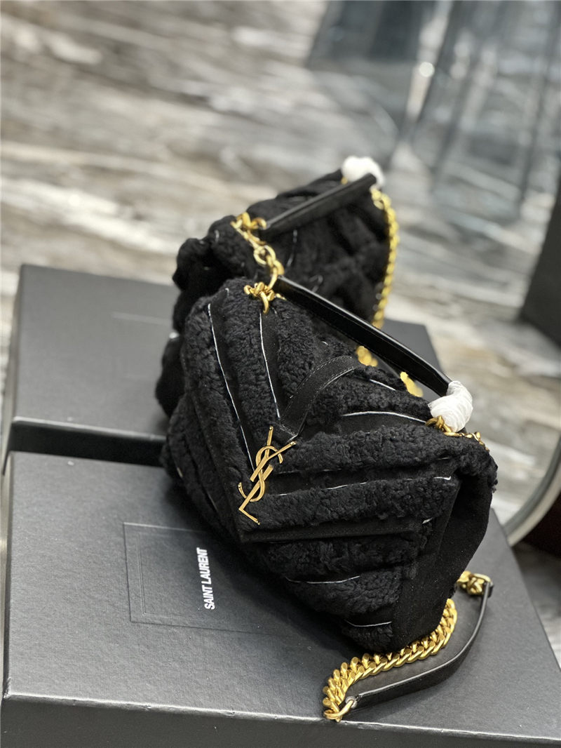 COLLEGE MEDIUM CHAIN BAG IN SUEDE AND SHEARLING High