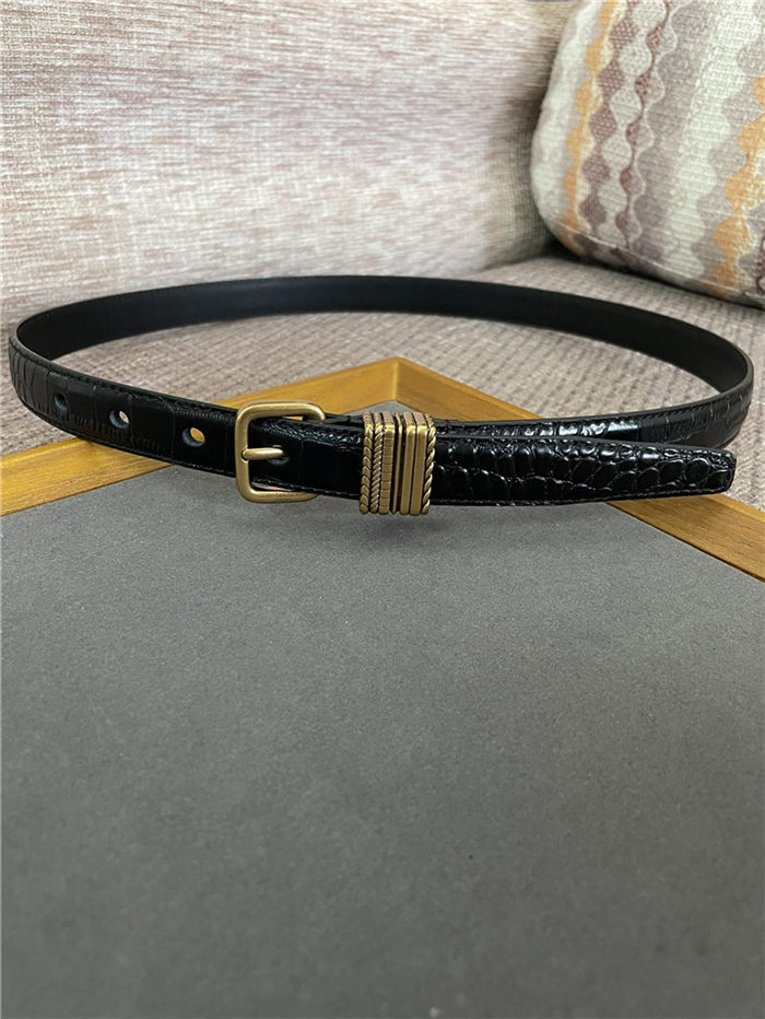 YSL HUBLOT LOOP BELT IN CROCODILE-EMBOSSED LEATHER 20MM Gold High