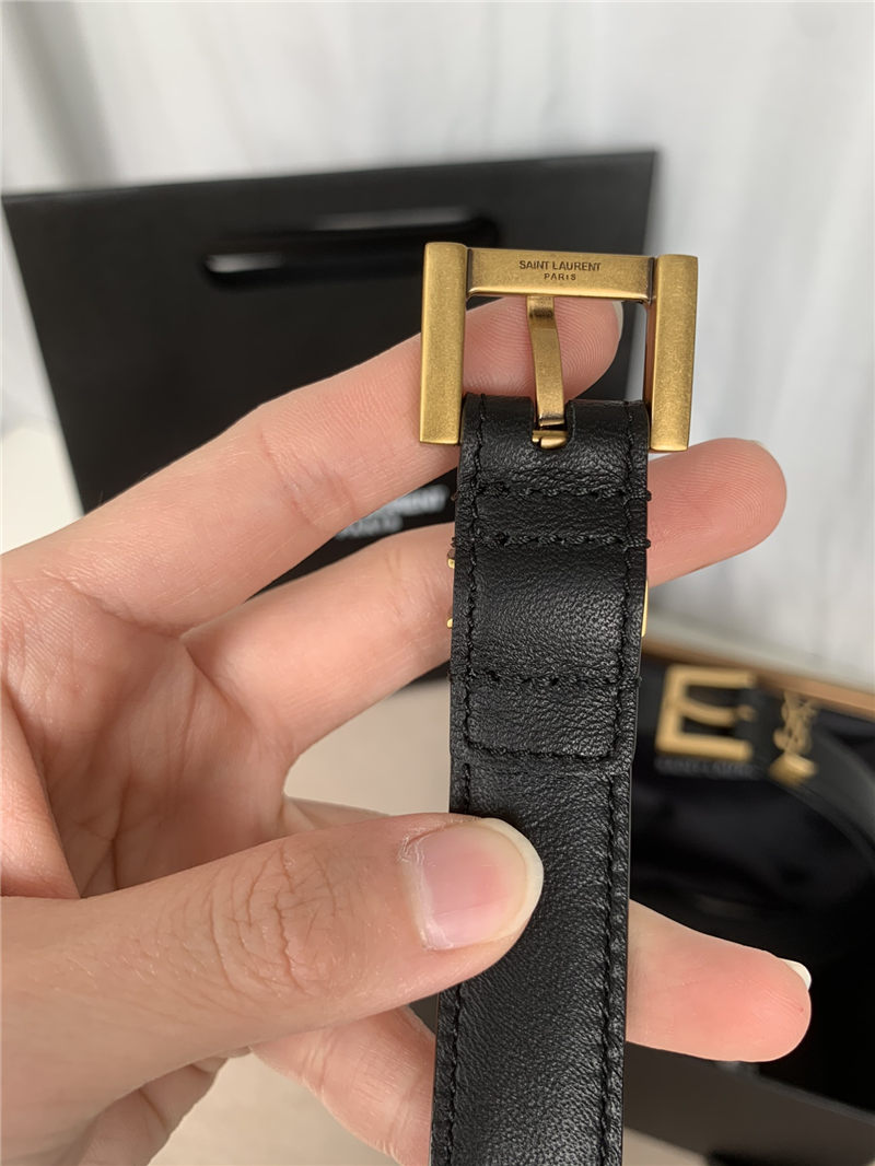 YSL CASSANDRE BELT WITH SQUARE BUCKLE IN SMOOTH LEATHER 20/30MM Gold High