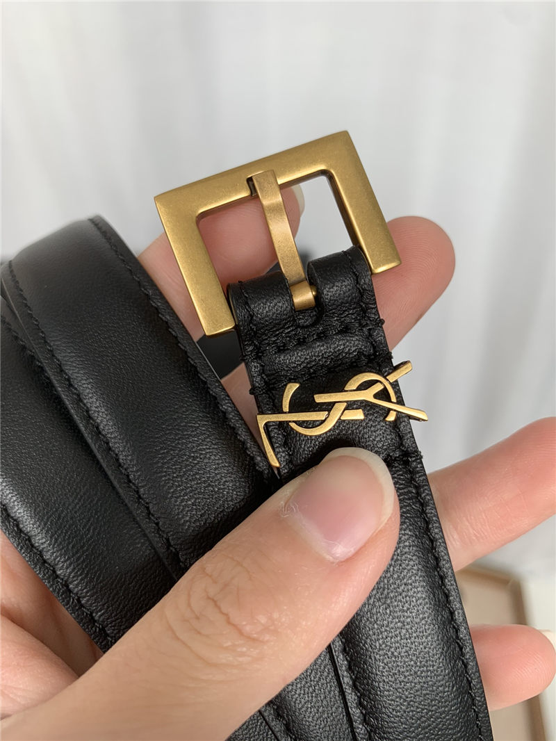 YSL CASSANDRE BELT WITH SQUARE BUCKLE IN SMOOTH LEATHER 20/30MM Gold High