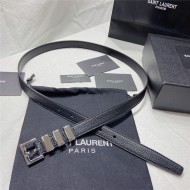 YSL BELT IN GRAINED LEATHER 20MM 1-0510 Silver High