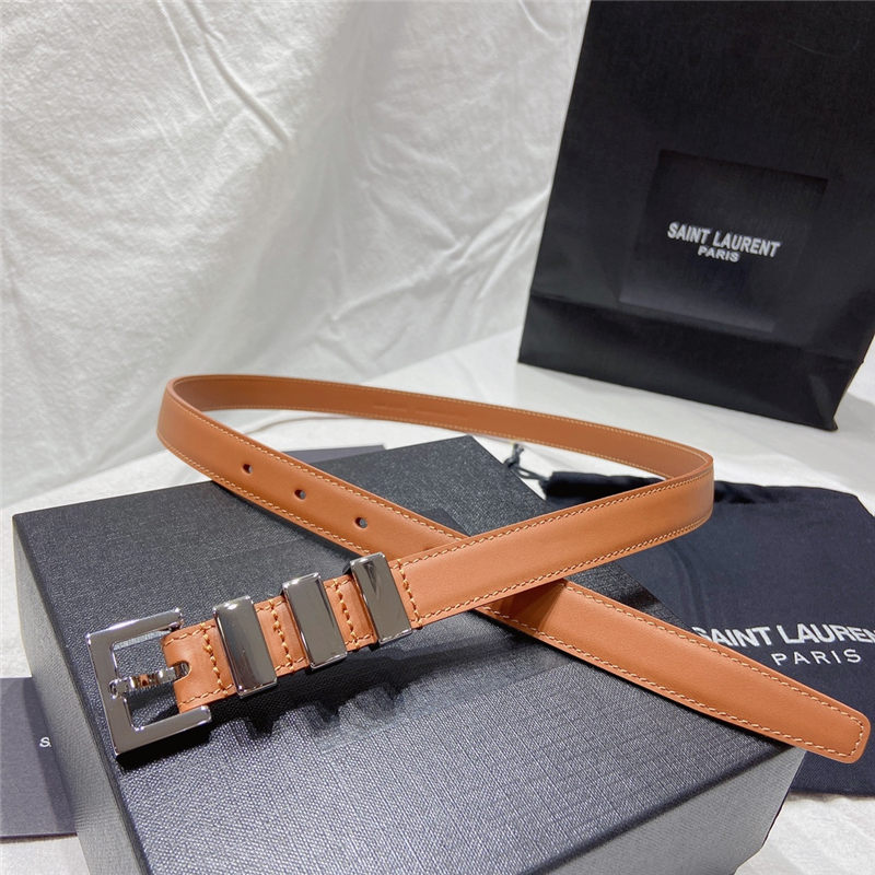 YSL BELT IN SMOOTH LEATHER 20MM 1-0510 Silver Camel High