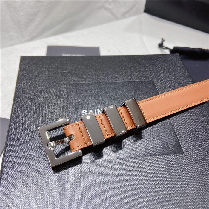 YSL BELT IN SMOOTH LEATHER 20MM 1-0510 Silver Camel High