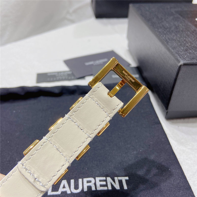 YSL BELT IN SMOOTH LEATHER 20MM 1-0510 Gold White High