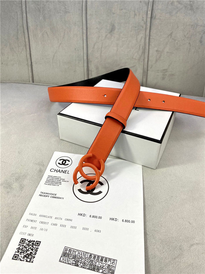 Chanel BELT Calfskin 30MM 2-1102 Orange 2022 High