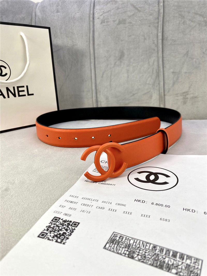 Chanel BELT Calfskin 30MM 2-1102 Orange 2022 High