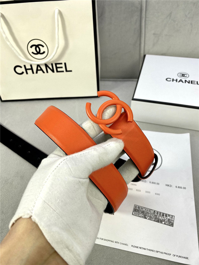 Chanel BELT Calfskin 30MM 2-1102 Orange 2022 High