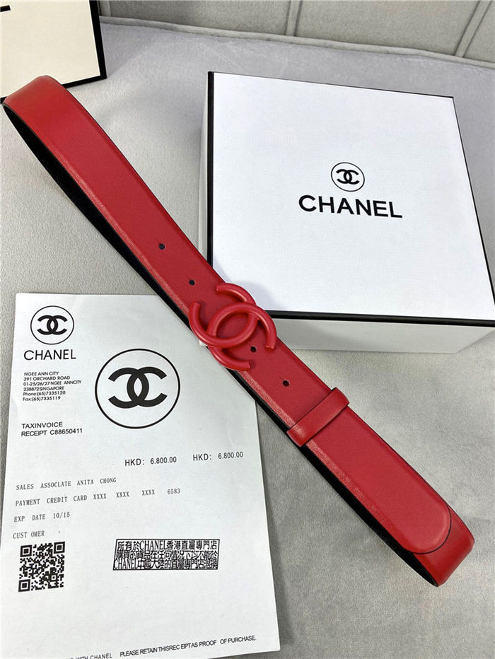 Chanel BELT Calfskin 30MM 2-1102 Red 2022 High