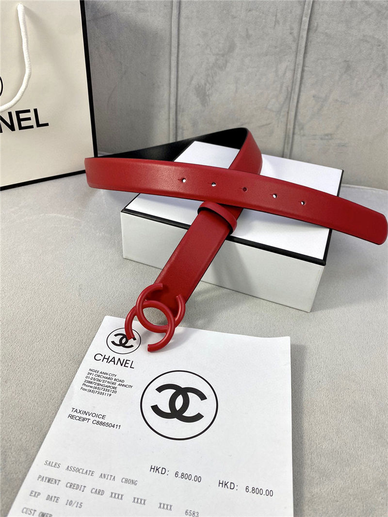 Chanel BELT Calfskin 30MM 2-1102 Red 2022 High