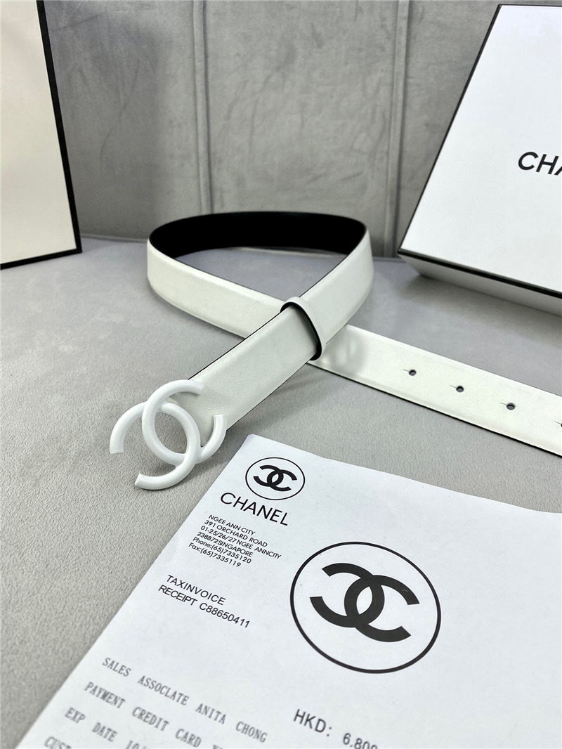 Chanel BELT Calfskin 30MM 2-1102 White 2022 High