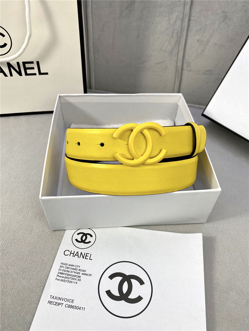 Chanel BELT Calfskin 30MM 2-1102 Yellow 2022 High