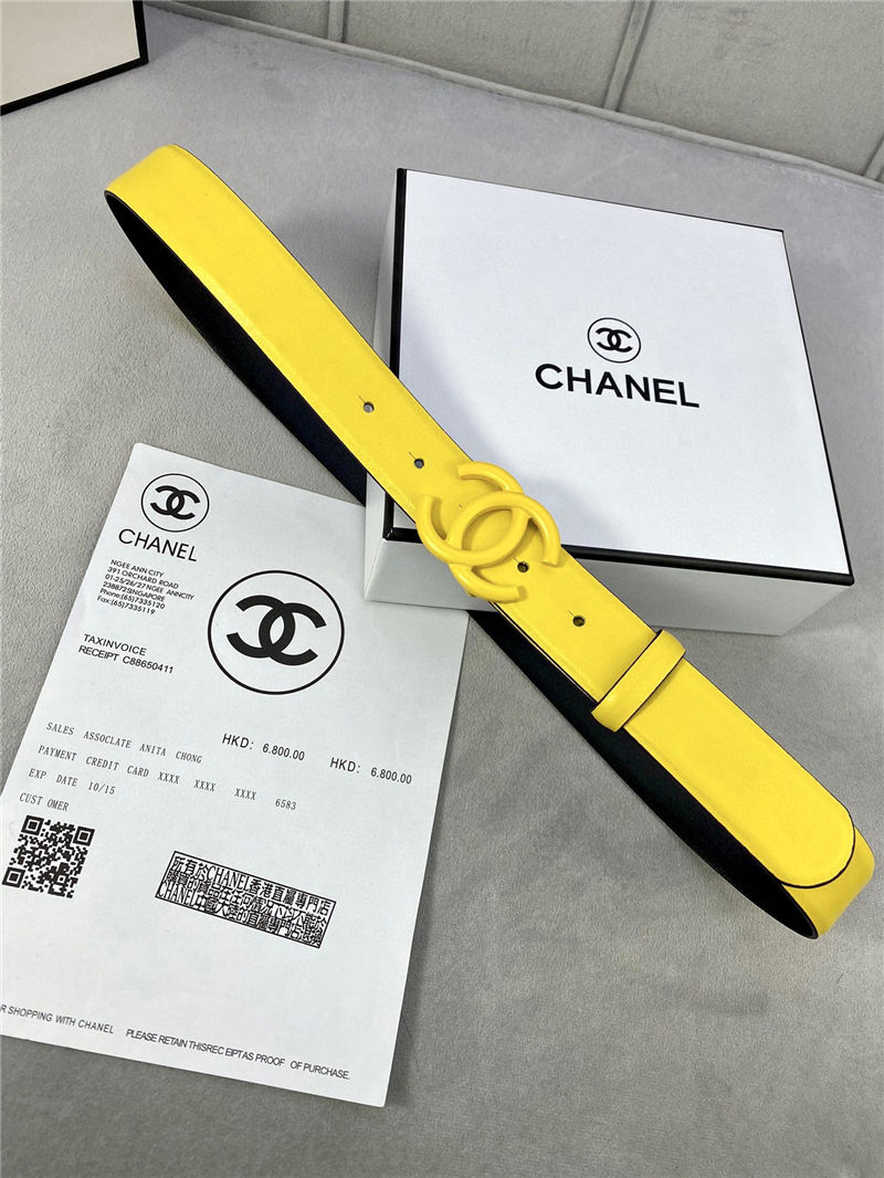 Chanel BELT Calfskin 30MM 2-1102 Yellow 2022 High