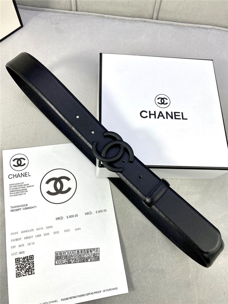 Chanel BELT Calfskin 30MM 2-1102 Black 2022 High