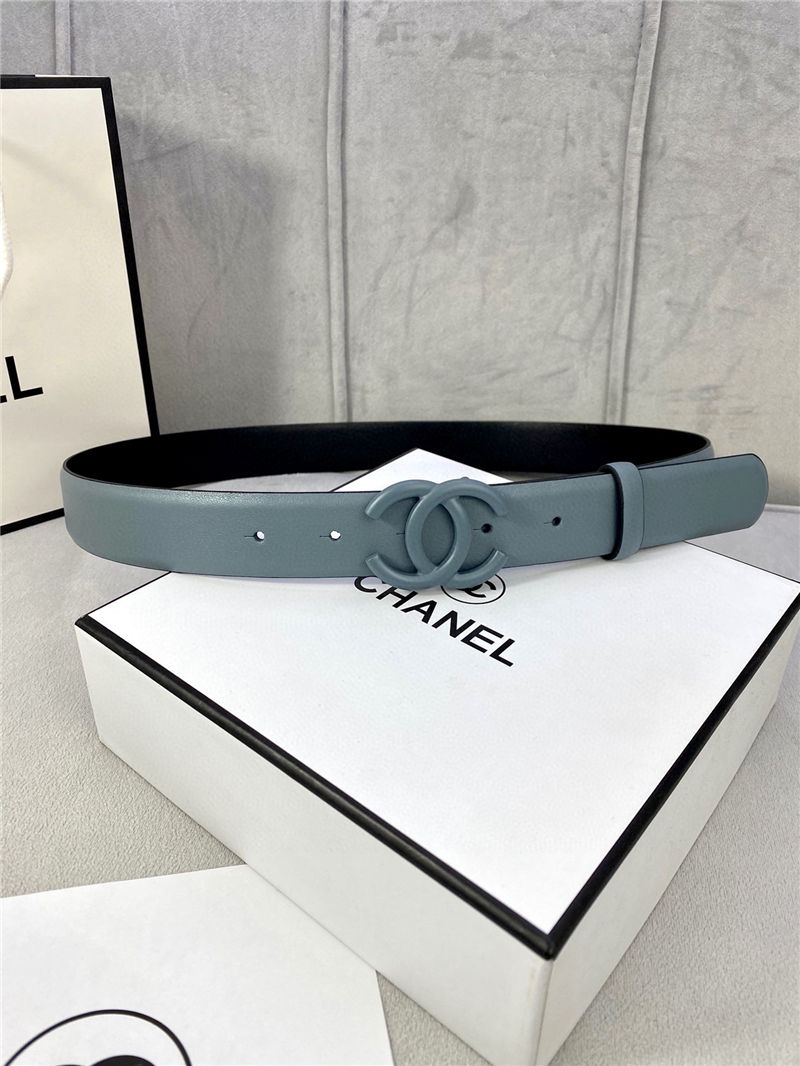 Chanel BELT Calfskin 30MM 2-1102 Grey Blue 2022 High