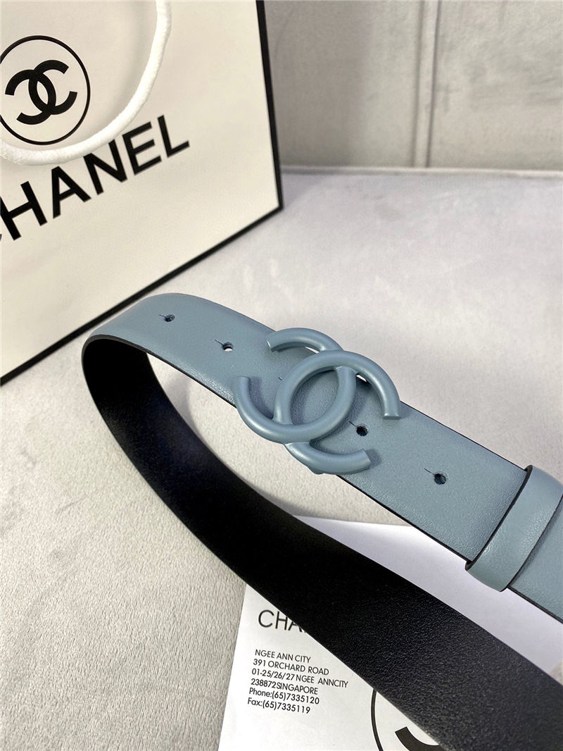 Chanel BELT Calfskin 30MM 2-1102 Grey Blue 2022 High