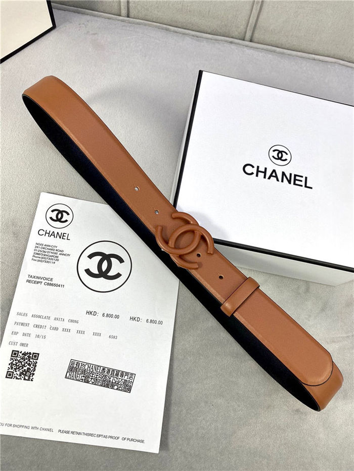 Chanel BELT Calfskin 30MM 2-1102 Brown 2022 High