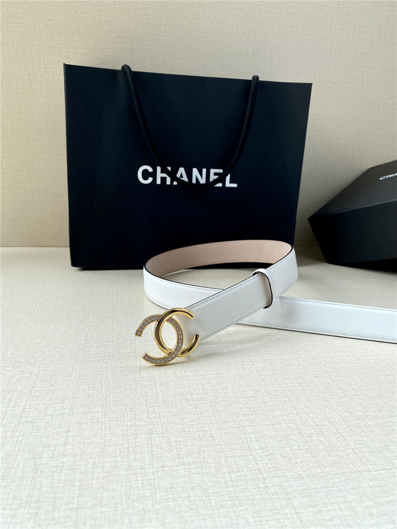 Chanel BELT Calfskin Gold/Silver Metal & Strass 30MM 2-1027 Red 2022 High