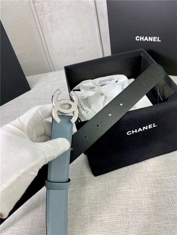 Chanel BELT Calfskin Gold/Silver Metal 30MM 2-1011 Grey Blue 2022 High