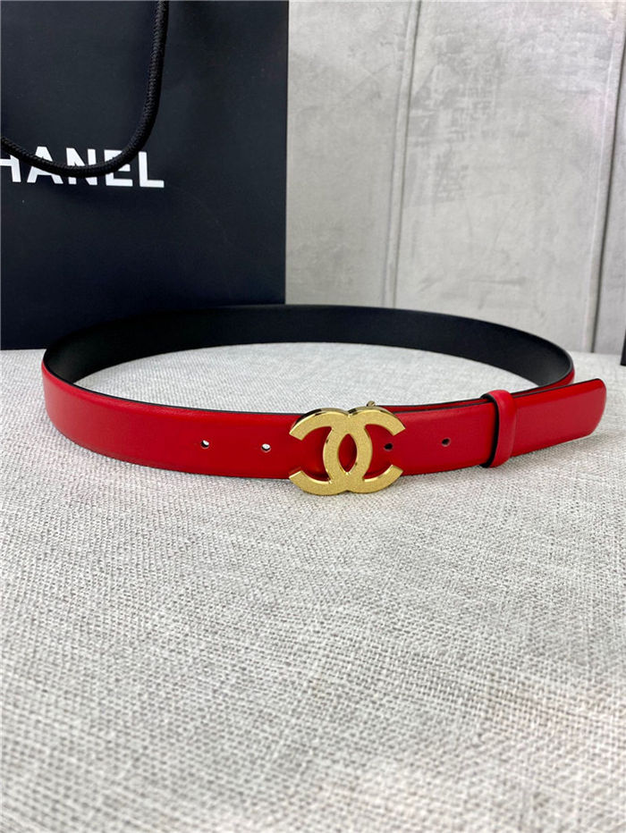 Chanel BELT Calfskin Gold/Silver Metal 30MM 2-1011 Red 2022 High