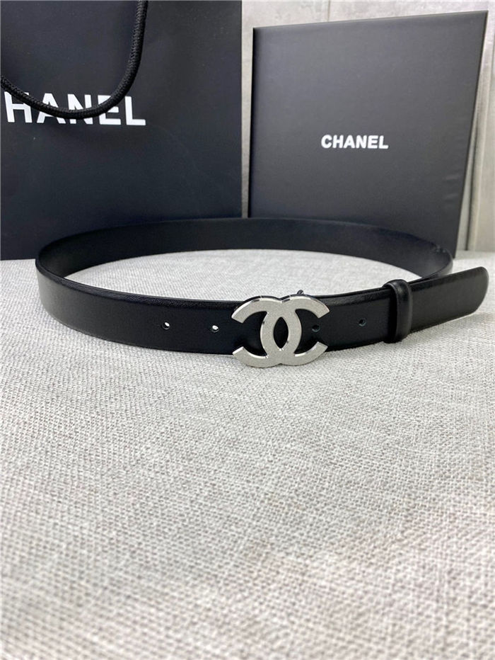 Chanel BELT Calfskin Gold/Silver Metal 30MM 2-1011 Black 2022 High