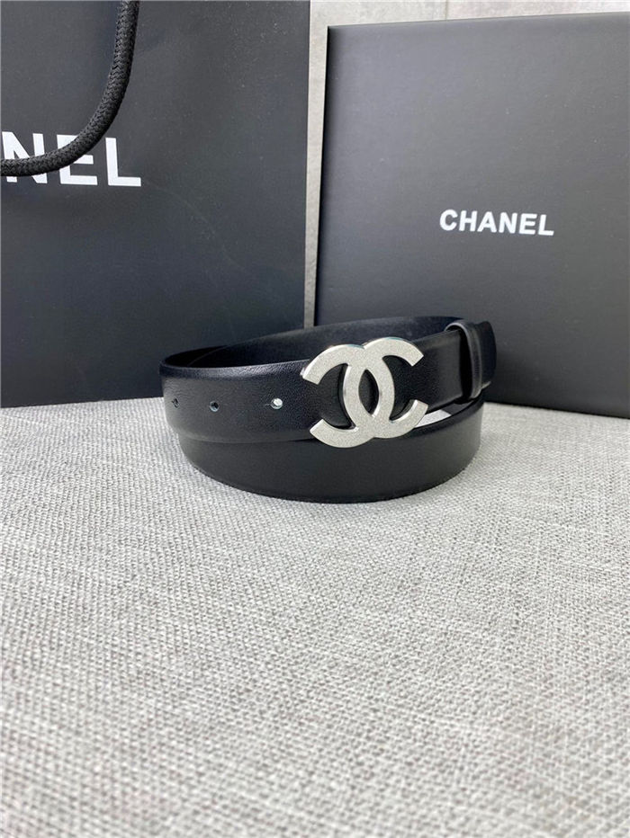 Chanel BELT Calfskin Gold/Silver Metal 30MM 2-1011 Black 2022 High