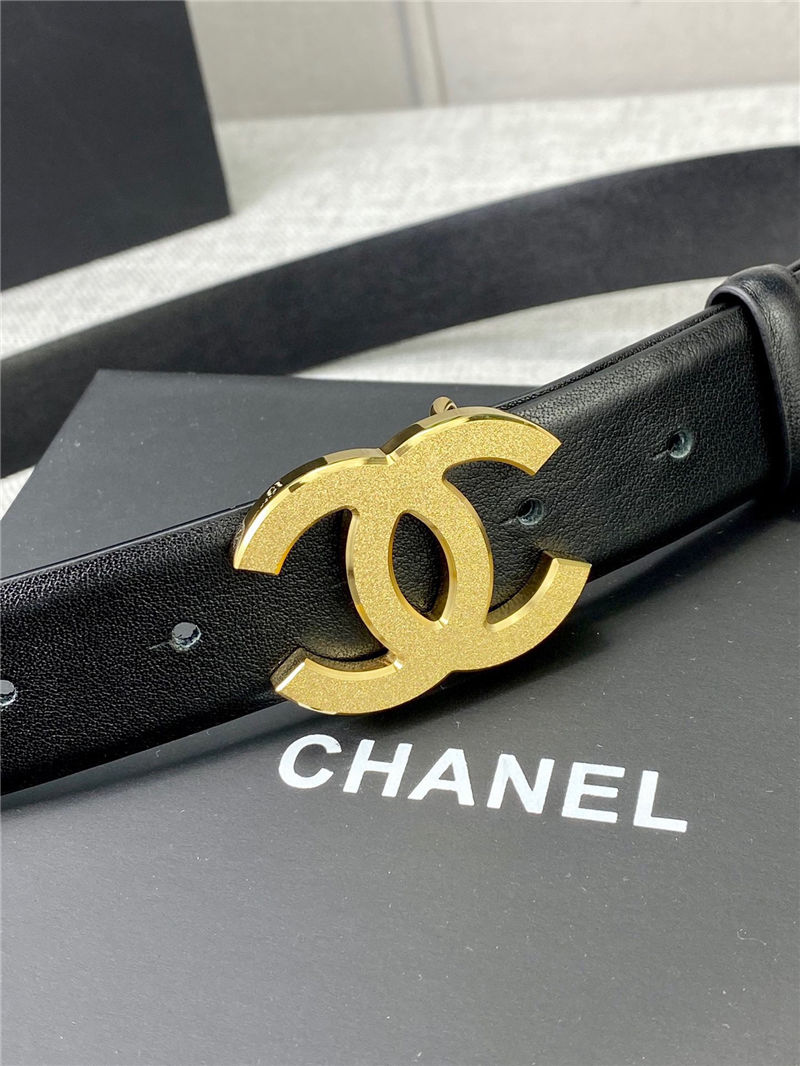 Chanel BELT Calfskin Gold/Silver Metal 30MM 2-1011 Black 2022 High