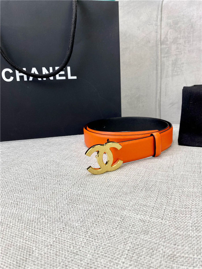 Chanel BELT Calfskin Gold/Silver Metal 30MM 2-1011 Orange 2022 High