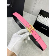 Chanel BELT Calfskin Gold/Silver Metal 30MM 2-1011 Rose Pink 2022 High