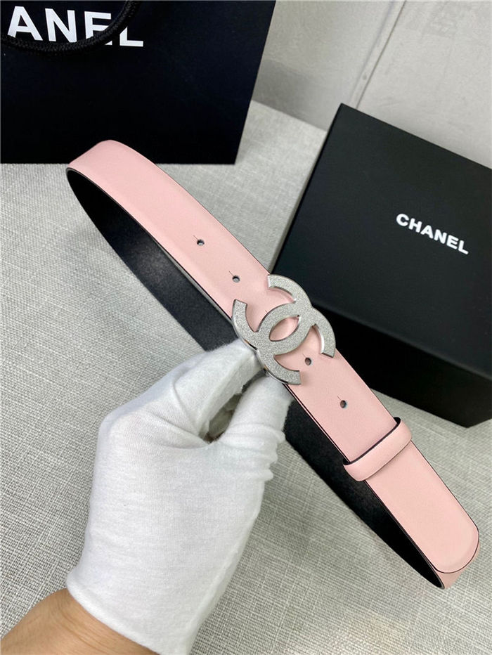 Chanel BELT Calfskin Gold/Silver Metal 30MM 2-1011 Pink 2022 High