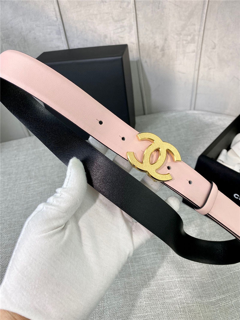 Chanel BELT Calfskin Gold/Silver Metal 30MM 2-1011 Pink 2022 High