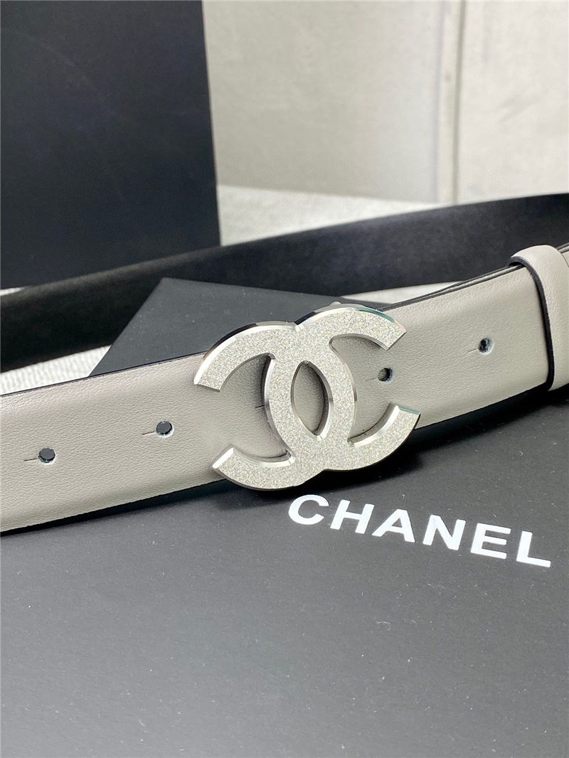 Chanel BELT Calfskin Gold/Silver Metal 30MM 2-1011 Grey 2022 High