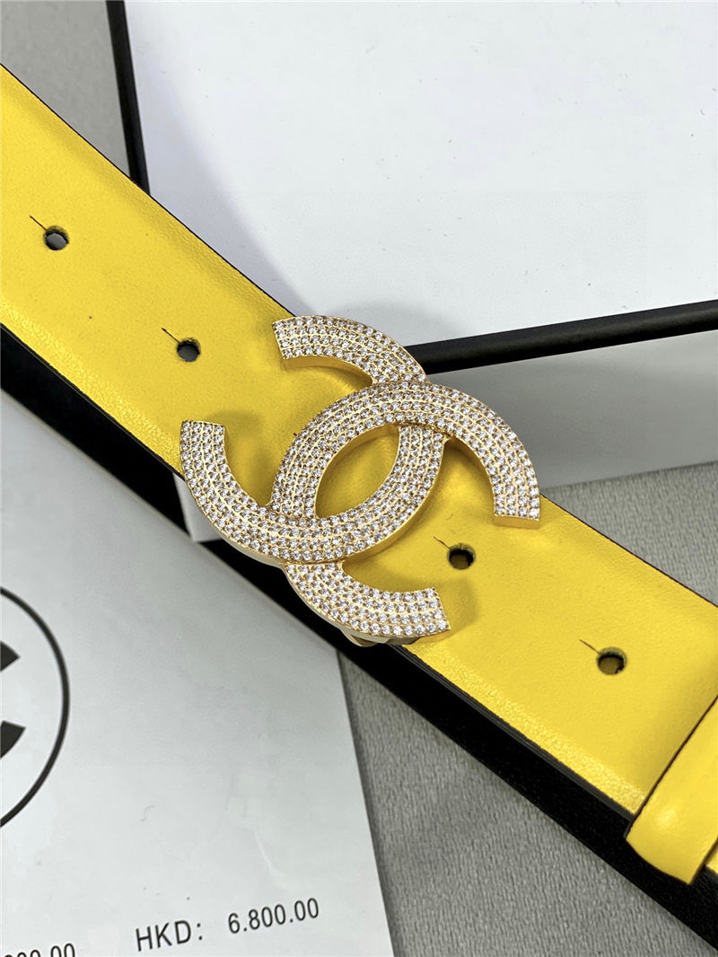 Chanel BELT Calfskin Gold/Silver Metal & Strass 30MM 2-1005 Yellow 2022 High