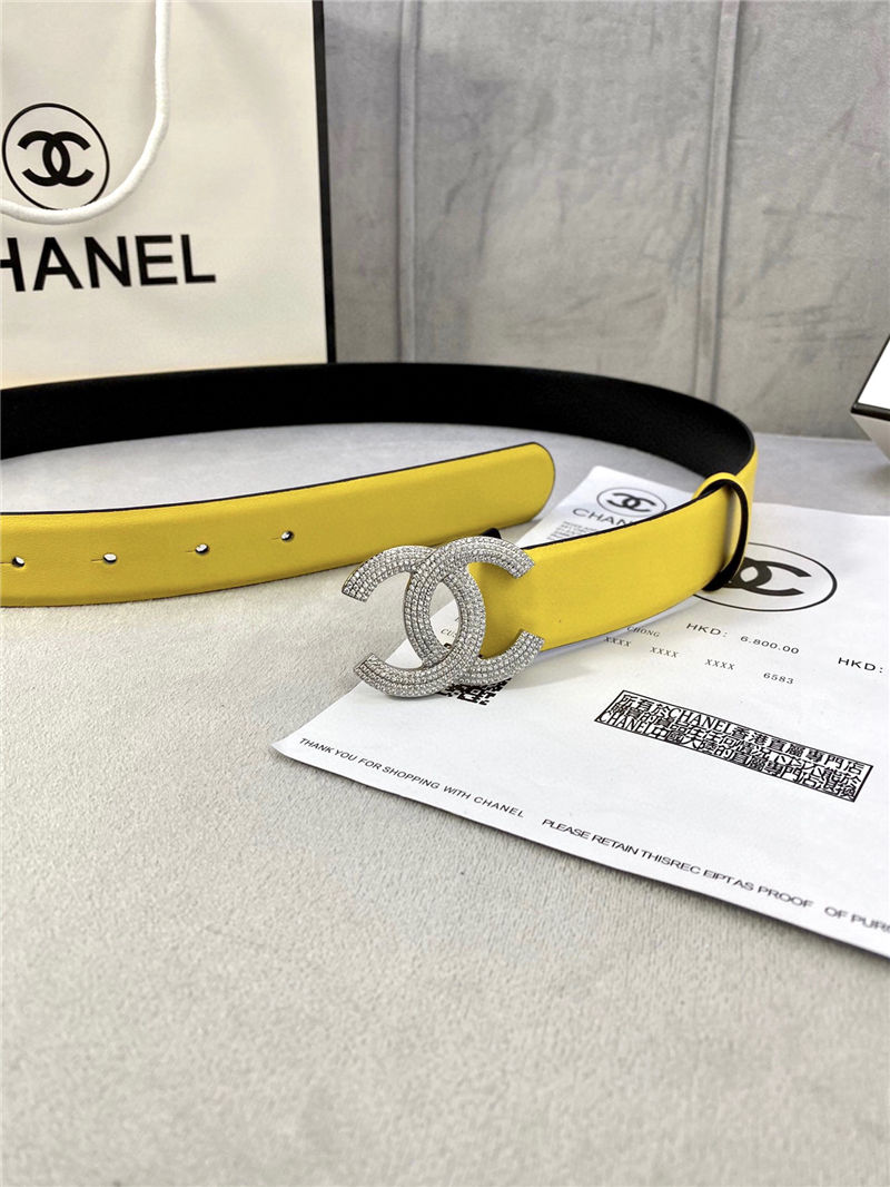 Chanel BELT Calfskin Gold/Silver Metal & Strass 30MM 2-1005 Yellow 2022 High