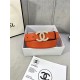 Chanel BELT Calfskin Gold/Silver Metal & Strass 30MM 2-1005 Orange 2022 High