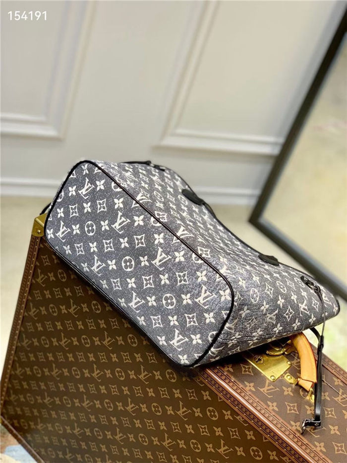 Louis Vuitton Neverfull MM Bag Denim textile jacquard M21465 High