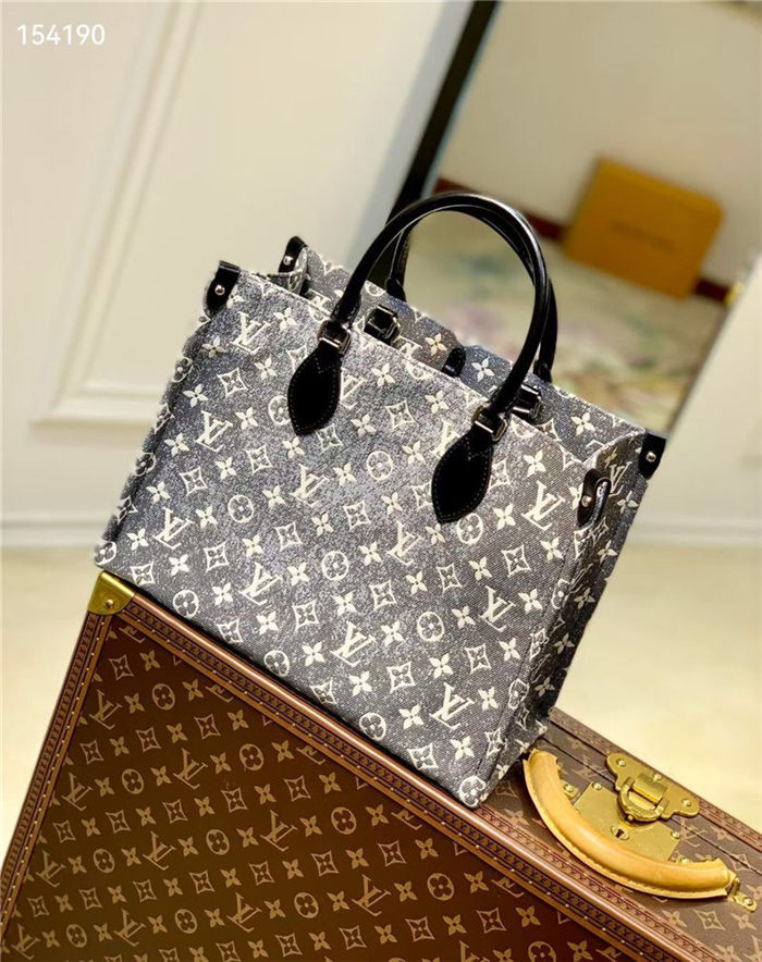 Louis Vuitton ONTHEGO MM Denim textile jacquard M46448 High