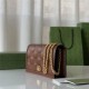 Gucci GG Matelassé chain wallet 723787 Leather Brown High