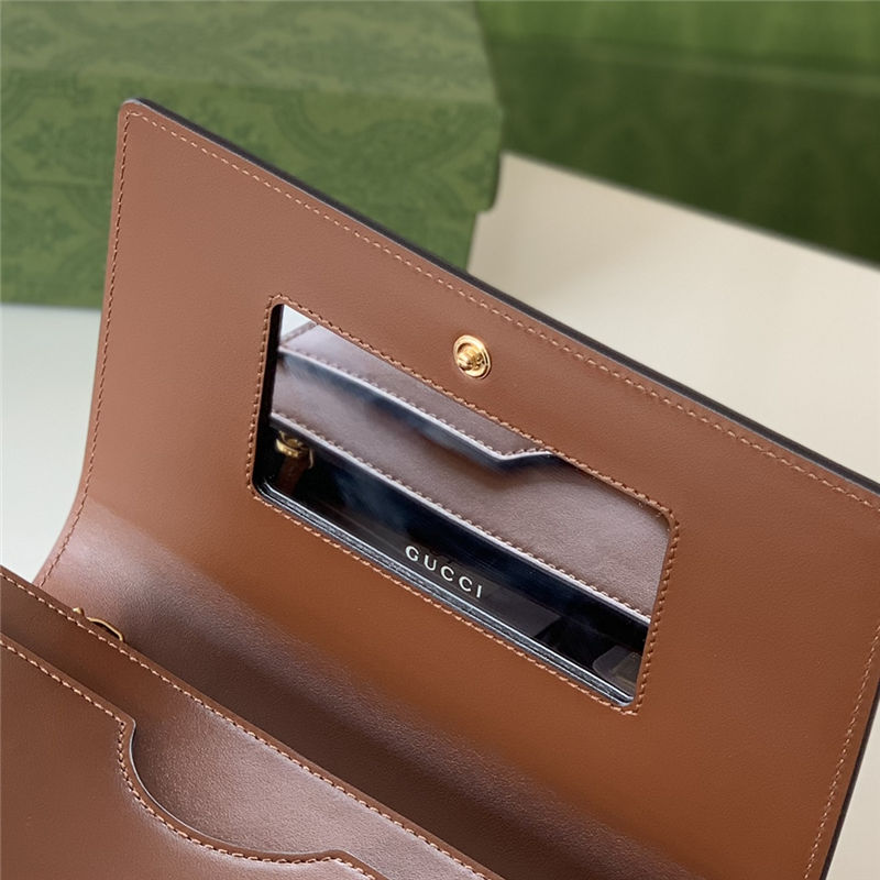 Gucci GG Matelassé chain wallet 723787 Leather Brown High