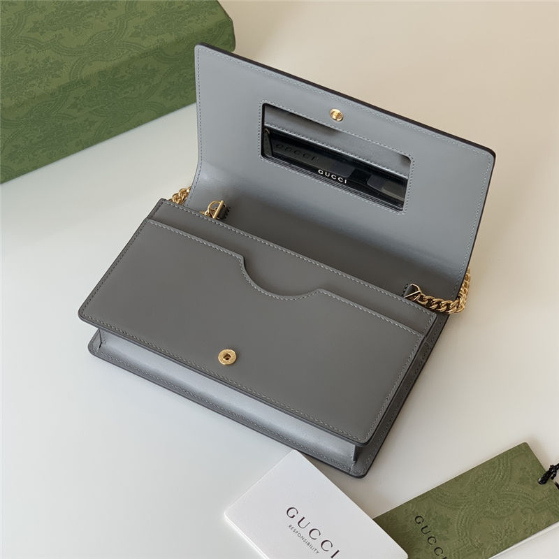 Gucci GG Matelassé chain wallet 723787 Leather Grey High