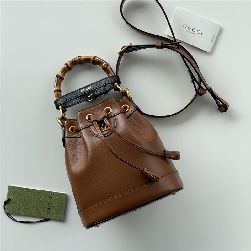 Gucci Diana mini bucket bag 724667 Leather Brown High