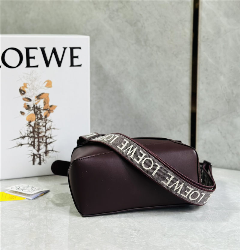 Small Puzzle bag in satin calfskin with jacquard strap Sang De Boeuf Glaze High